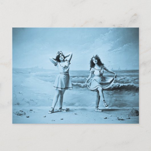 over de strand vintage 1902 briefkaart (Voorkant)