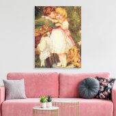 Over de tuinmuur canvas afdruk (Insitu (Woonkamer))