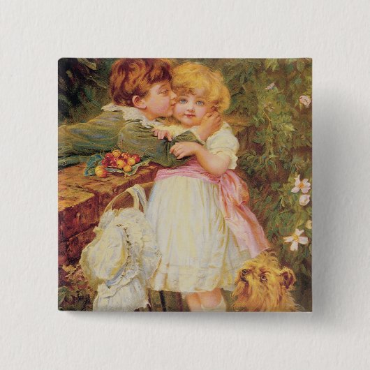 Over de tuinmuur vierkante button 5,1 cm (Voorkant)