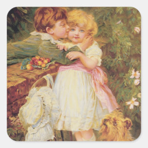 Over de tuinmuur vierkante sticker