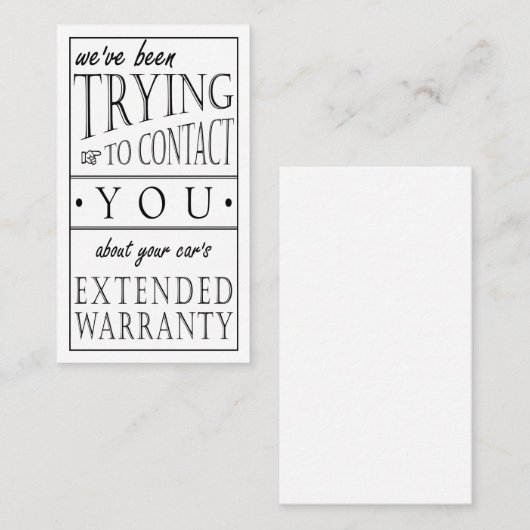 Over de uitgebreide garantie van uw auto visitekaartje (Voorkant / Achterkant)