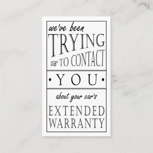 Over de uitgebreide garantie van uw auto visitekaartje (Voorkant)