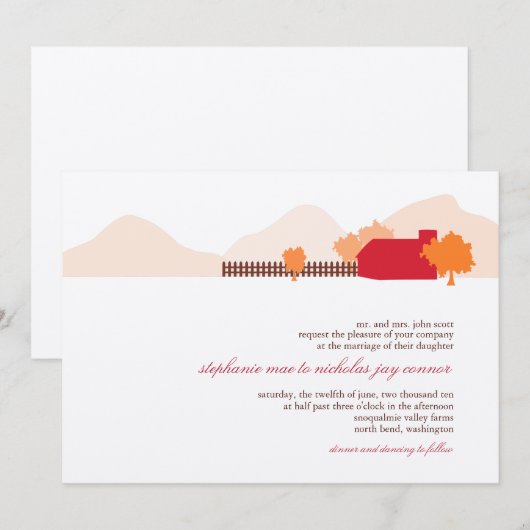 Over de uitnodiging tot het Boerderij huwelijk (Voorkant / Achterkant)