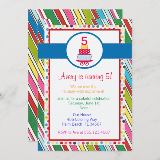 Over de uitnodiging van de Birthday Rainbow (Voorkant / Achterkant)