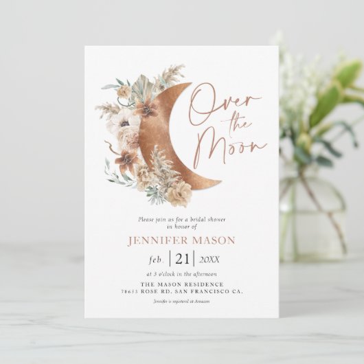 Over de uitnodiging van de Moon Boho Bridal (Staand voorkant)