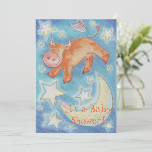 Over de uitnodiging van het Moon "Baby shower" (Staand voorkant)