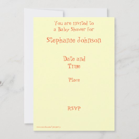 Over de uitnodiging van het Moon "Baby shower" (Achterkant)