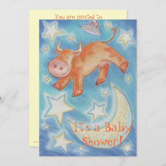 Over de uitnodiging van het Moon "Baby shower" (Voorkant / Achterkant)