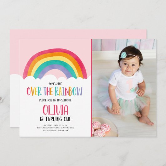 Over de uitnodiging voor de geboorte van het roze  (Voorkant / Achterkant)