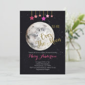 Over de uitnodiging voor het Baby shower Moon (Staand voorkant)