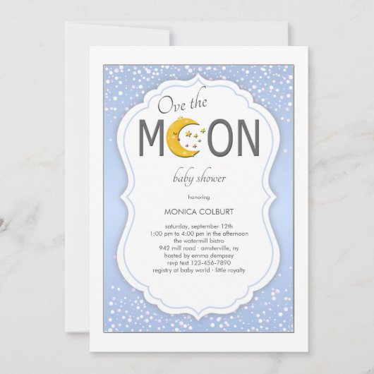 Over de uitnodiging voor het Baby shower Moon (Voorkant)
