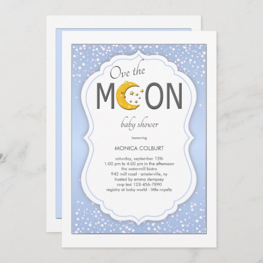 Over de uitnodiging voor het Baby shower Moon (Voorkant / Achterkant)