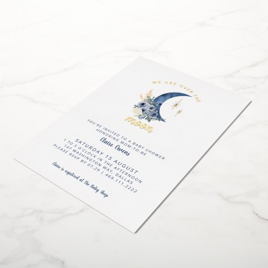 Over de uitnodiging voor het Baby shower Moon (Gedraaid)