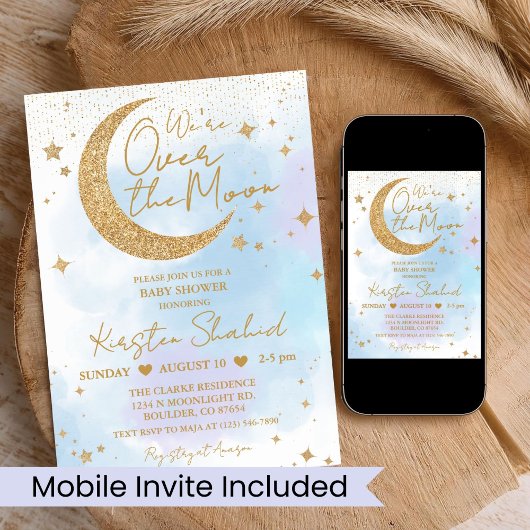 Over de uitnodiging voor het Baby shower Moon