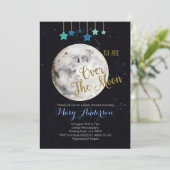 Over de uitnodiging voor het Baby shower Moon (Staand voorkant)