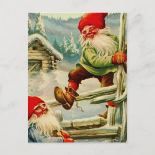 Over de Wooden Fence Gnomes van Jenny Nystrom Briefkaart