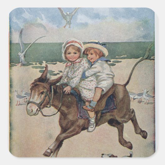 Over de zanden vierkante sticker (Voorkant)