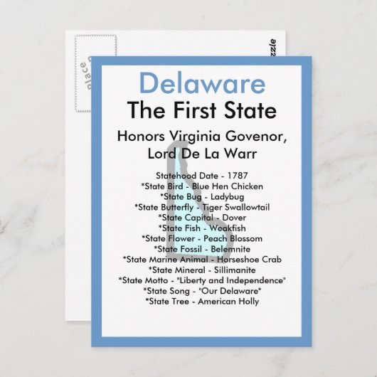 Over Delaware Briefkaart (Voorkant / Achterkant)