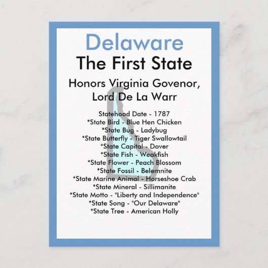 Over Delaware Briefkaart (Voorkant)