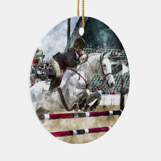 Over Easy Hunter Jumper Show Jumping Keramisch Ornament (Rechts)