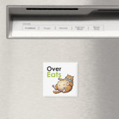 Over Eats - Funny Fat Cat Eating Fish Cartoon Magneet (Insitu (Vaatwasser))