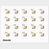 Over Eats - Funny Fat Cat Eating Fish Cartoon Ronde Sticker (Vel)