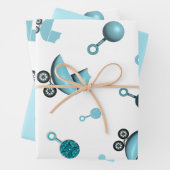 Over een Boy Baby shower Invite Gift Bag Inpakpapier Vel (In situ)
