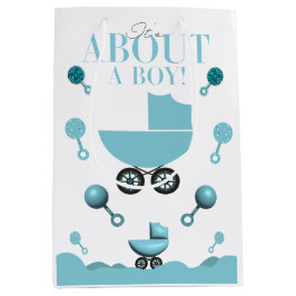 Over een Boy Baby shower Invite Gift Bag Medium Cadeauzakje