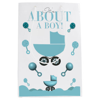 Over een Boy Baby shower Invite Gift Bag Medium Cadeauzakje