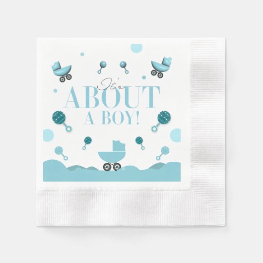 Over een Boy Baby shower Invite Gift Bag Servet (Voorkant)