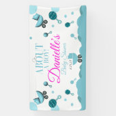 Over een Boy Baby shower Invite Gift Bag Spandoek (Verticaal)