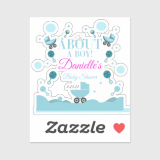Over een Boy Baby shower Invite Gift Bag Sticker