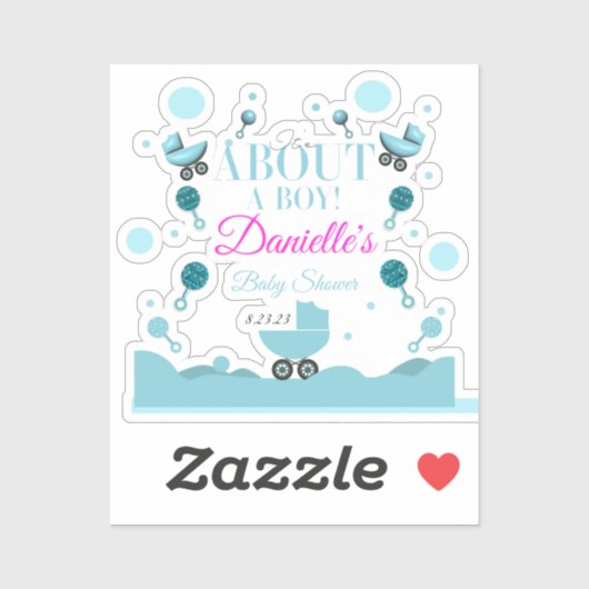 Over een Boy Baby shower Invite Gift Bag Sticker (Vel)