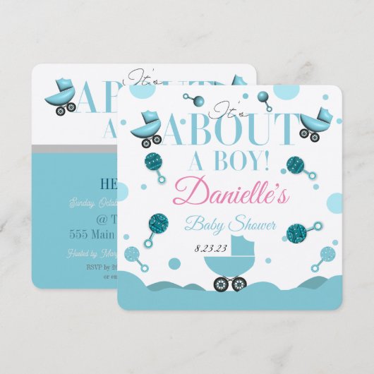 Over een Boy Baby shower Invite Kaart (Voorkant / Achterkant)