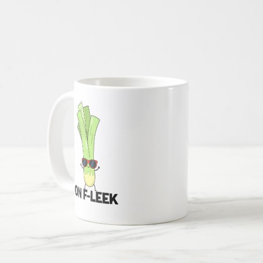 Over Fleek Funny Veggie Leek Pun Koffiemok (Voorkant links)
