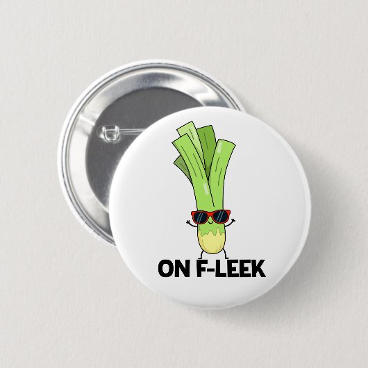 Over Fleek Funny Veggie Leek Pun Ronde Button 5,7 Cm (Voorkant /achterkant)