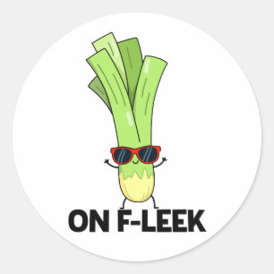 Over Fleek Funny Veggie Leek Pun Ronde Sticker