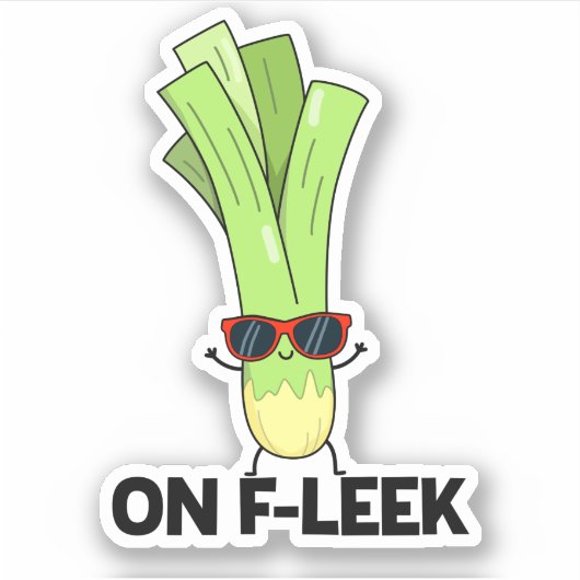 Over Fleek Funny Veggie Leek Pun Sticker (Voorkant)