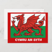 Over Groot-Brittannië, vlag van Wales, Cymru am by Briefkaart (Voorkant / Achterkant)