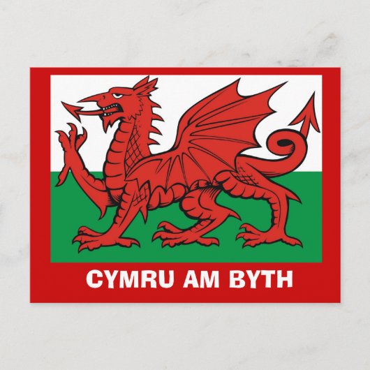 Over Groot-Brittannië, vlag van Wales, Cymru am by Briefkaart (Voorkant)
