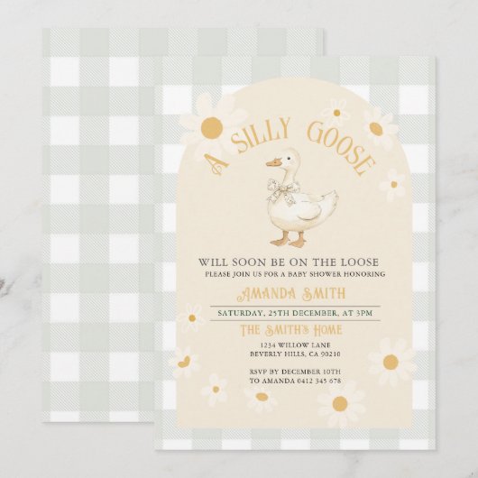 Over het algemeen neutraal Daisy Green Goose Baby Kaart (Voorkant / Achterkant)