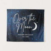 Over het Baby shower Achtergrondnaamdatum maan Wandkleed (Voorkant (horizontaal))