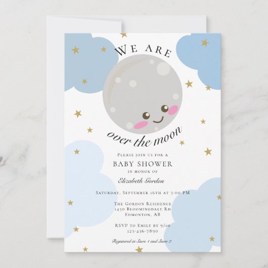Over het Baby shower Blue Cute Gold Kawaii in Kaart (Voorkant)