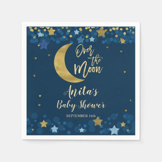 Over het Baby shower goudglitter van de moonmarine Servet (Voorkant)