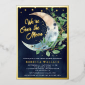 Over het Baby shower "Mon Eucalyptus Navy Gold" Folie Uitnodiging (Voorkant)