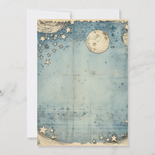 Over het Baby shower Moon Blue Boy Kaart (Achterkant)