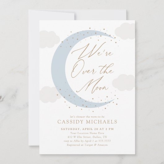Over het Baby shower Moon Blue Boy Kaart (Voorkant)