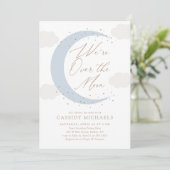 Over het Baby shower Moon Blue Boy Kaart (Staand voorkant)