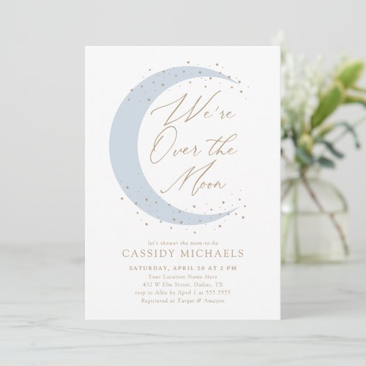 Over het Baby shower Moon Blue Boy Kaart (Staand voorkant)