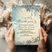 Over het Baby shower Moon Blue Boy Kaart